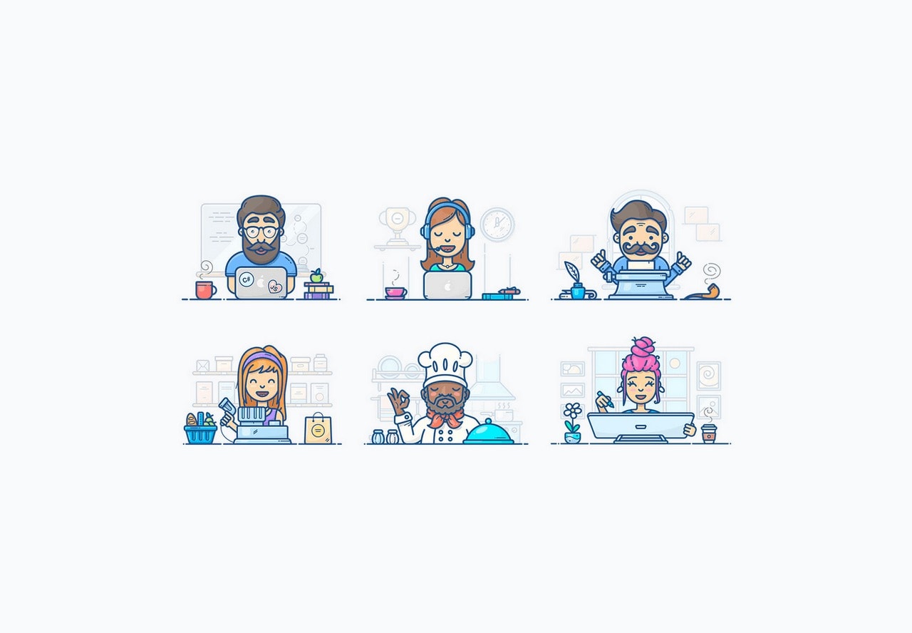 Animated Icons, patterns and illustrations on Bypeople