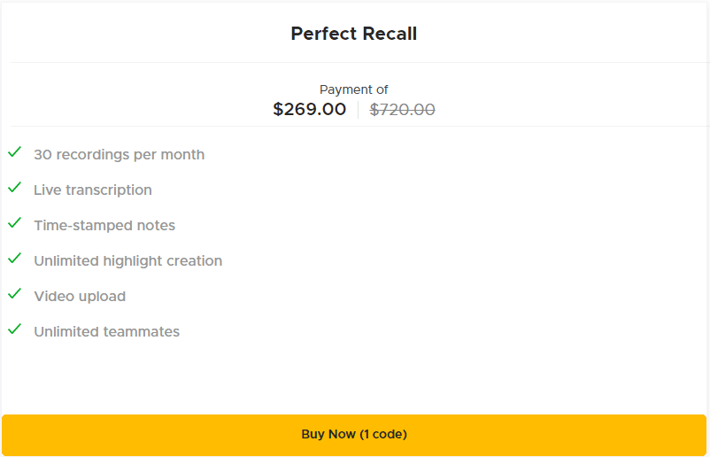 Perfect recall appsumo price