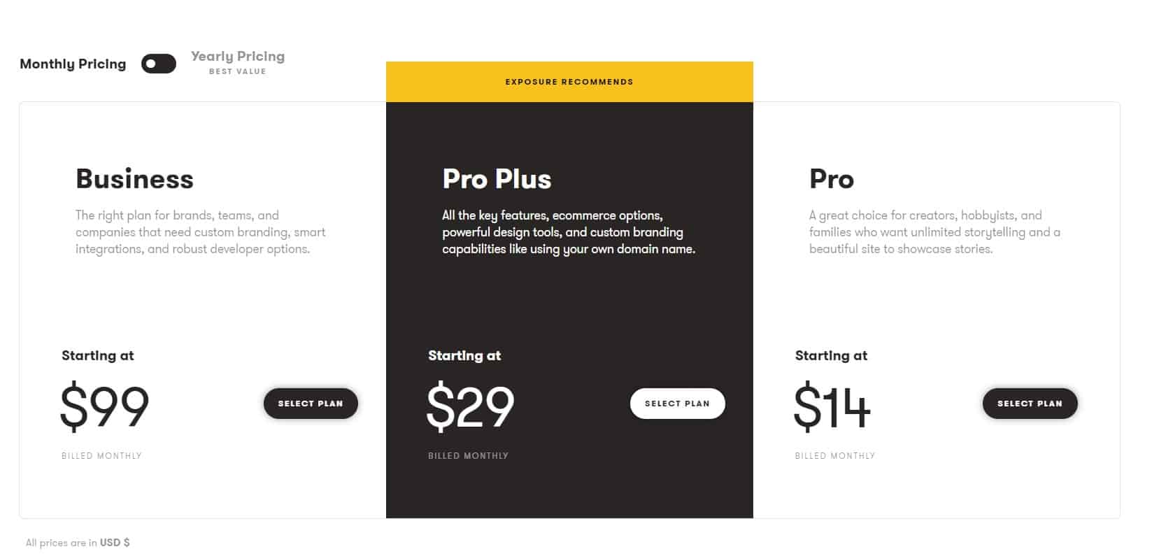 Exposure Regular Pricing