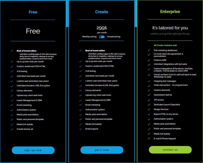 icreate regular pricing 