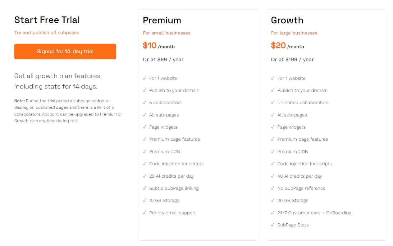 Subpage Regular pricing