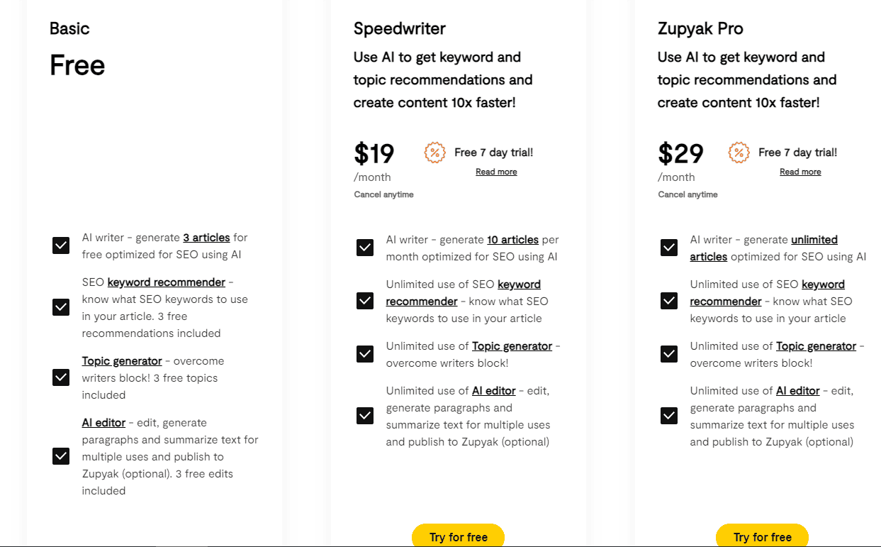 zupyak regular pricing 