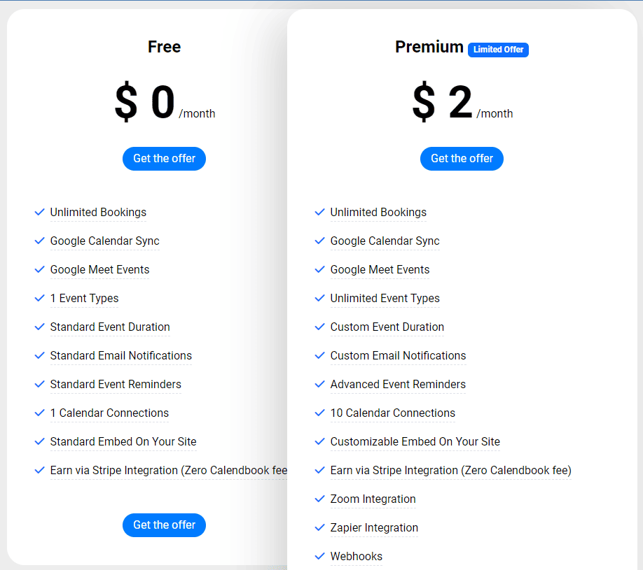 calendbook regular pricing