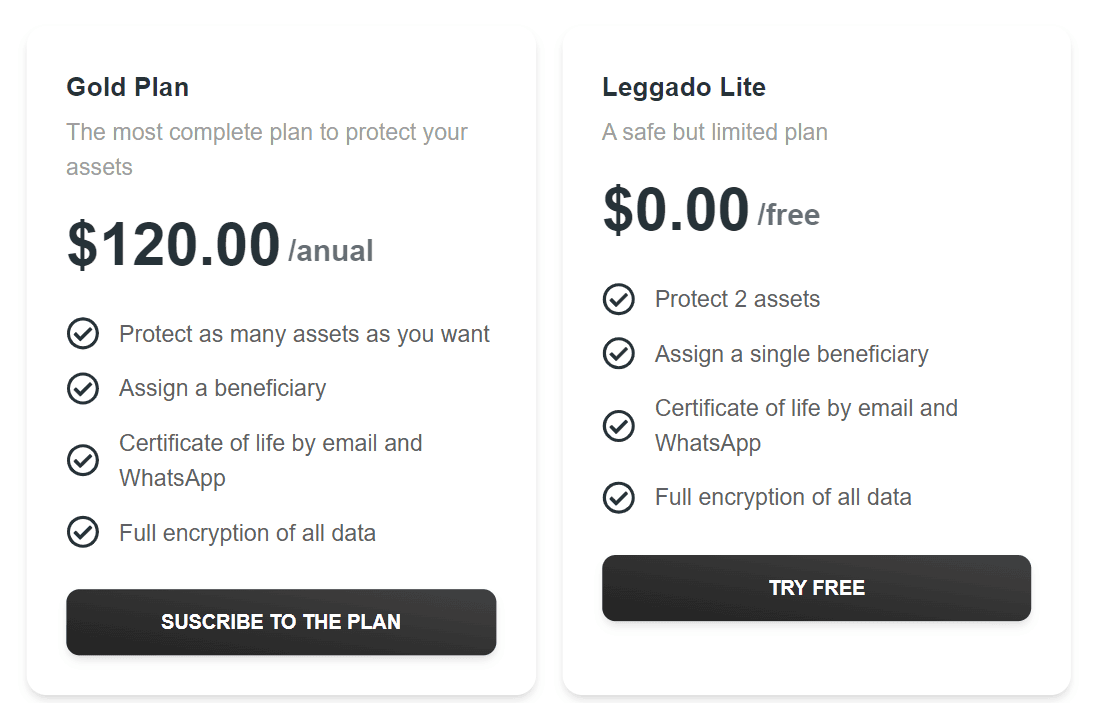 Leggado.Digital regular pricing