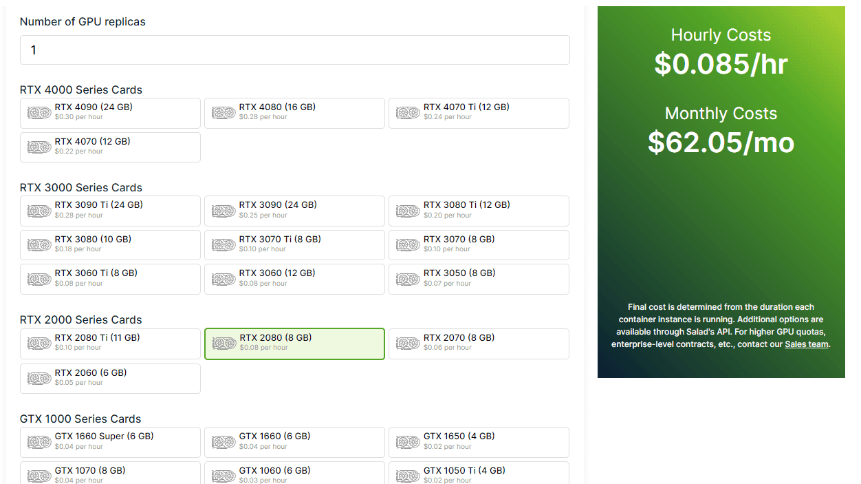 Salad Transcription API regular pricing