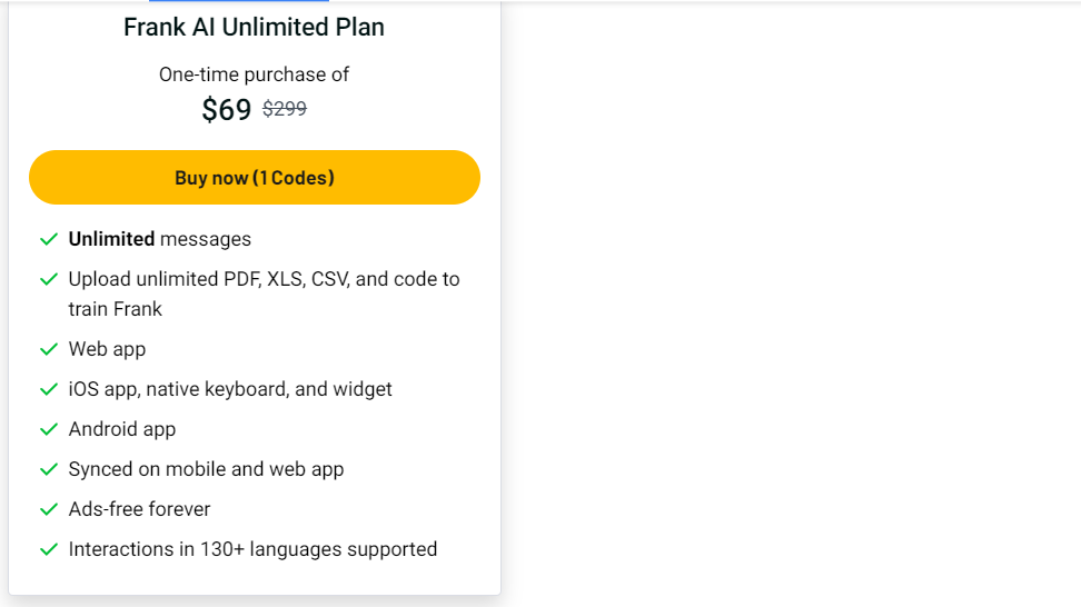 frank ai appsumo price 