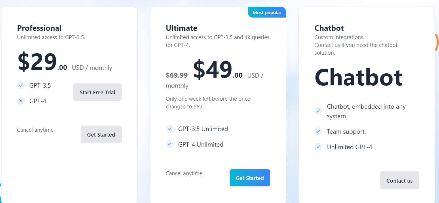 AskYourDatabase regular pricing