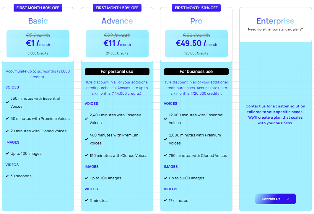 Voice-gen.AI regular pricing