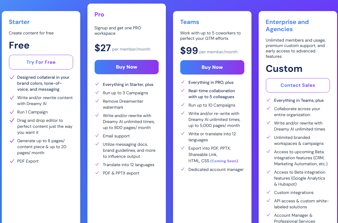 dreamwriter regular pricing