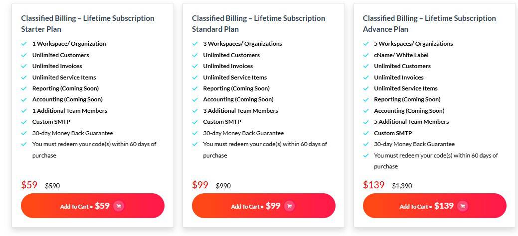 Classified Billing dealify price