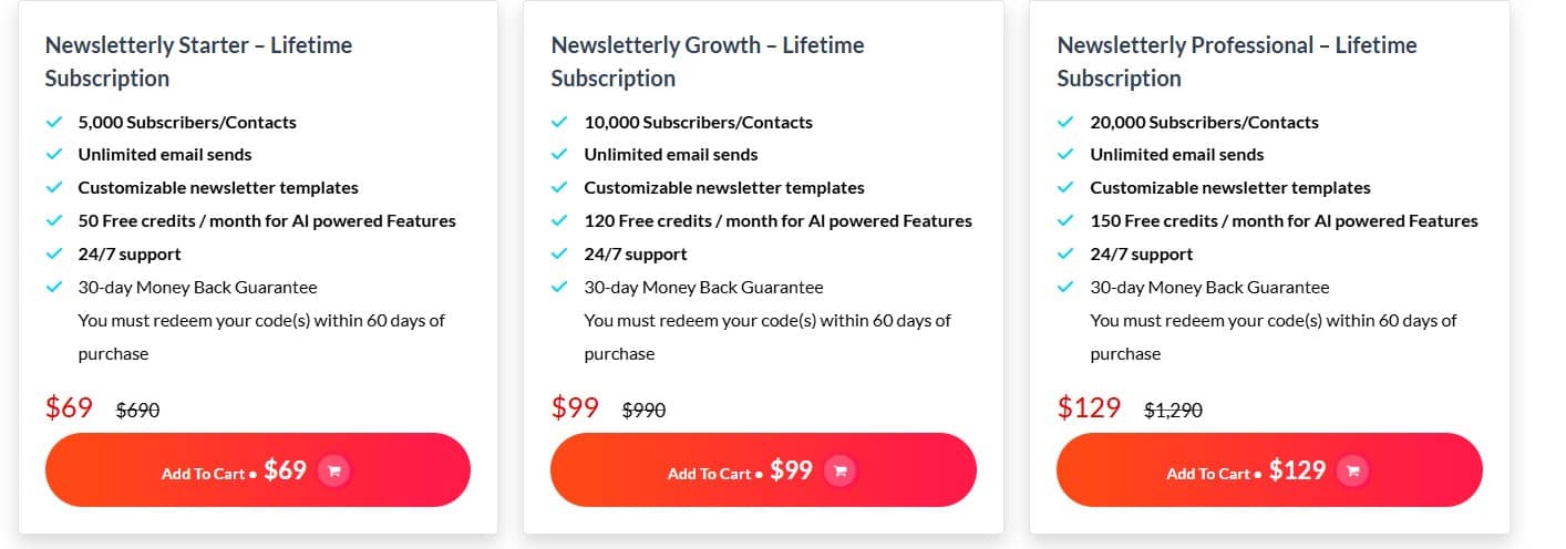 Newsletterly dealify price