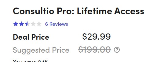 Consultio Pro Lifetime Deal: 24/7 AI Team Tool 3 Consultio Pro regular pricing