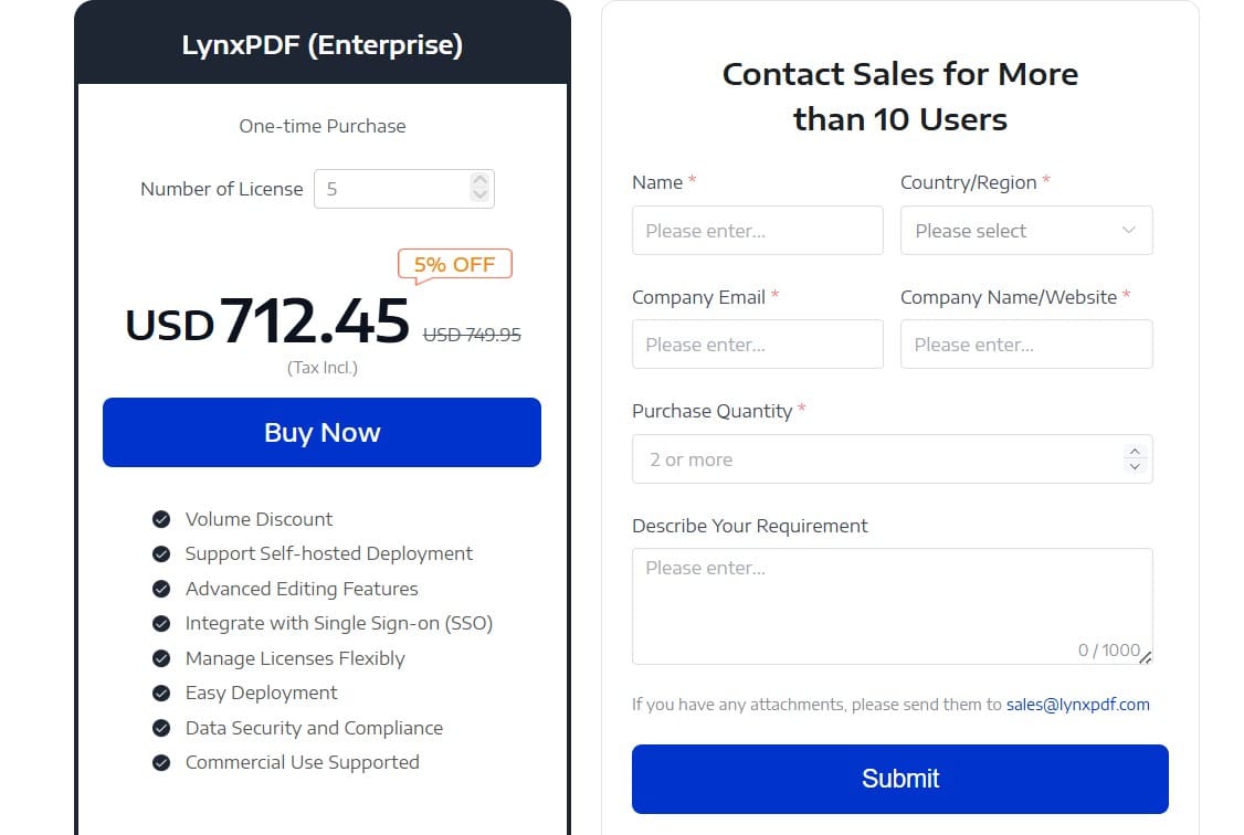 LynxPDF regular pricing