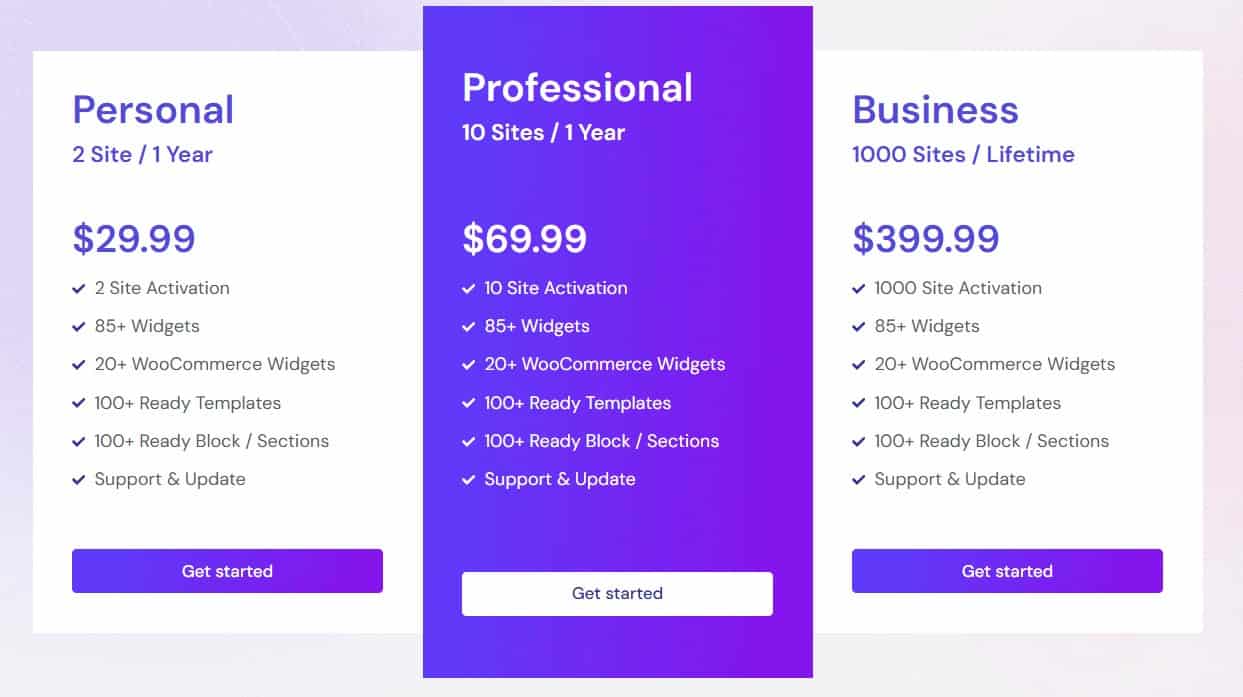elementor addons regular pricing