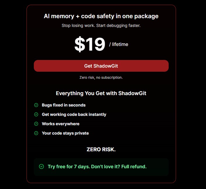 shawdowgit regular pricing