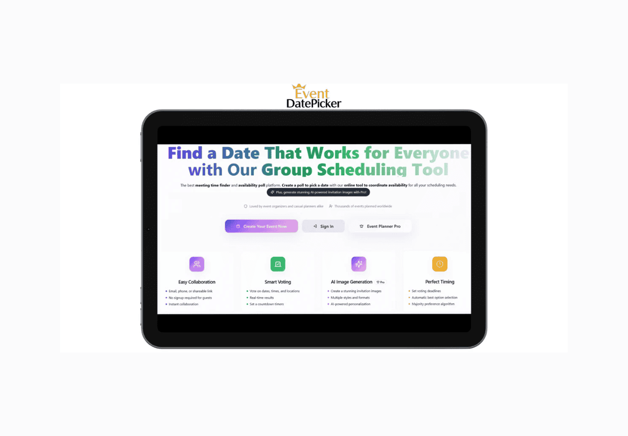 EventDatePicker Lifetime Deal: Group Scheduling Tool 2 Event Date Picker Lifetime Deal on Dealify