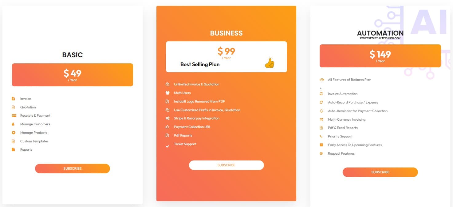 Instabill regular pricing