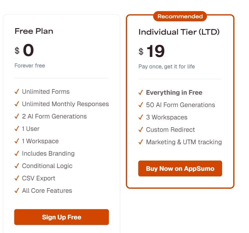 formrobin regular pricing