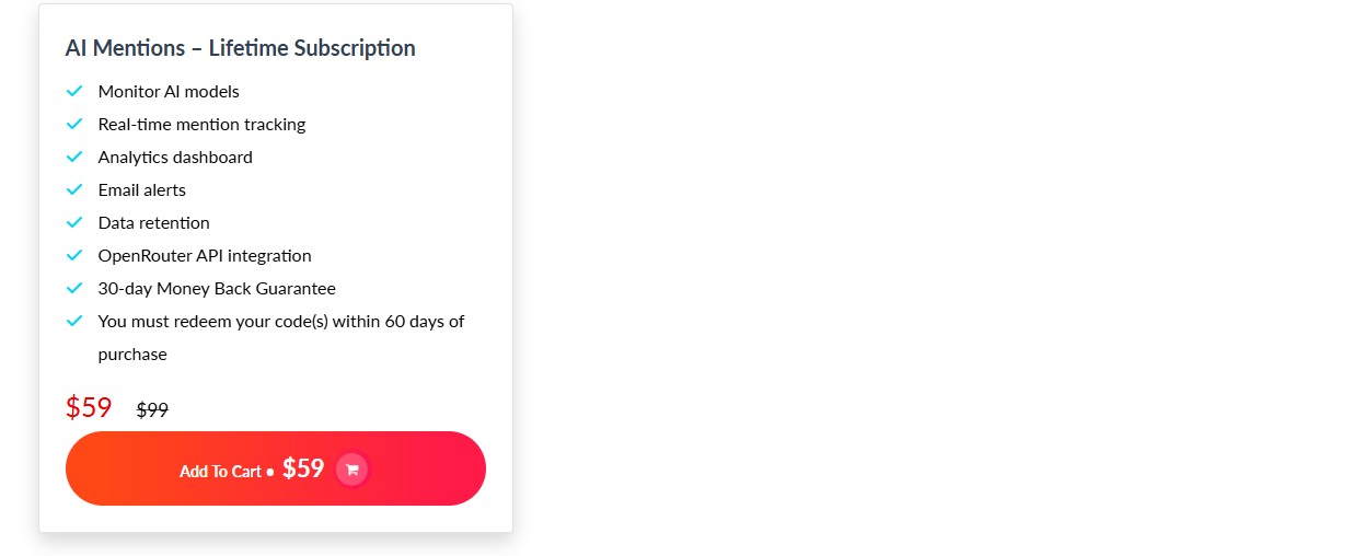 AI Mentions Lifetime Deal: AI Mentions Tracking Tool 3 AI MentionS Dealify Price