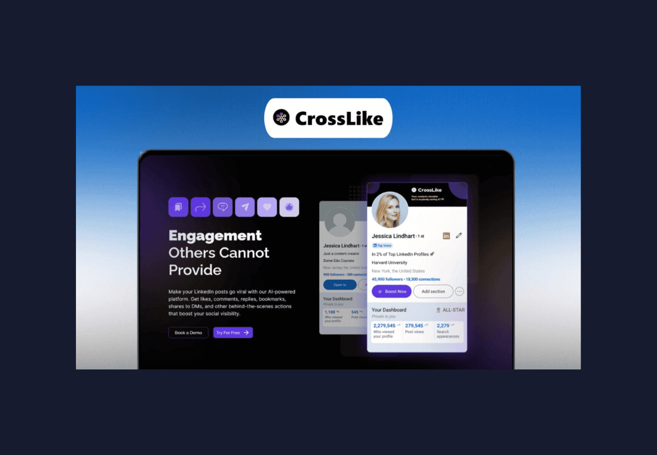 Crosslike Lifetime Deal: Linkedin AI Linkedin Engagement Tool 4 Crosslike Lifetime Deal: Linkedin AI Linkedin Engagement Tool 3