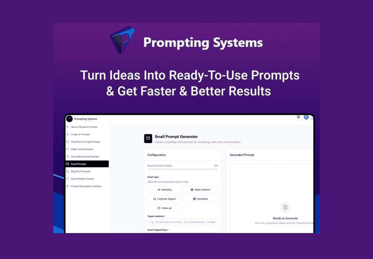 Prompting Systems Lifetime Deal: AI Tools to Generate Perfect Prompts 2 Prompting Systems Lifetime Deal on Dealmirror