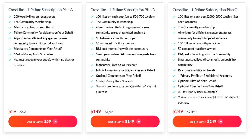 Crosslike Lifetime Deal: Linkedin AI Linkedin Engagement Tool 5 crosslike dealify pricing
