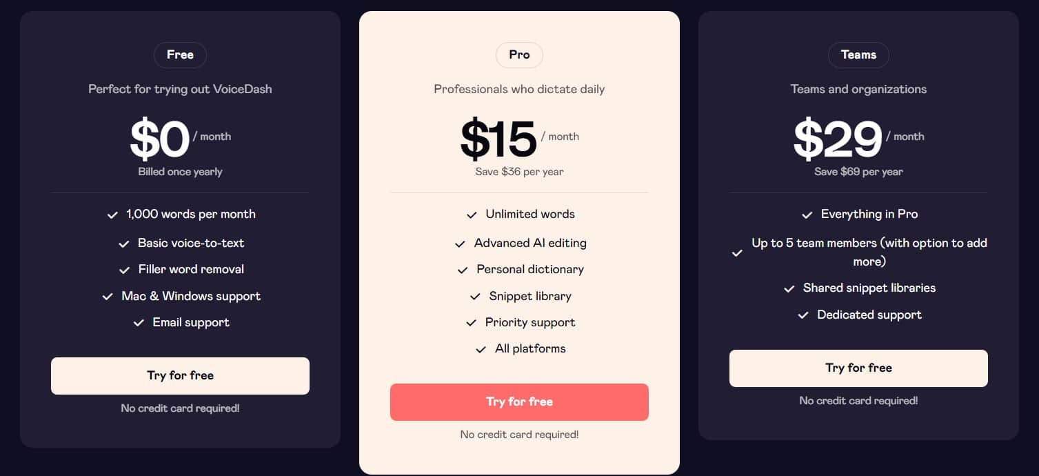 VoiceDash Lifetime Deal: AI Voice Typing Tool 4 voicedash regular pricing